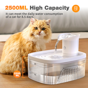 TIZE Nouveauté <span class=keywords><strong>Fontaine</strong></span> à <span class=keywords><strong>eau</strong></span> automatique pour animaux de compagnie 2,5 L Triple filtration Distributeur d'<span class=keywords><strong>eau</strong></span> sans fil Fuente De Agua Para Gatos - Product Image 4