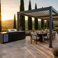 Station de barbecue commerciale professionnelle avec brûleur à gaz, réfrigérateur intégré, évier de préparation et rangement antirouille pour club de plage et maison de vacances