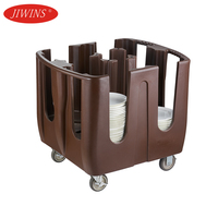 Chariot de rangement pour vaisselle en plastique PP, pliable et réglable, pour hôtels, restaurants et commerces, de Jiwins Wholesale.