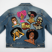 En gros, Patch brodé personnalisé en feutre non tissé, motifs Afro Girl, Queen, King, Melanin, pour vêtements, chapeaux et vestes pour femmes noires