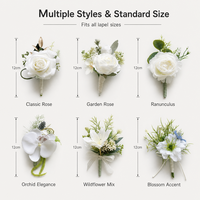 Boutonnière de poignet en rose artificielle blanche, fleur de simulation pour la mariée, le marié, la demoiselle d'honneur, la décoration de mariage, de banquet et de fête