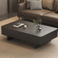 Table basse moderne en pierre de schiste et métal avec meuble TV en bois et ensemble de tables gigognes pour salon