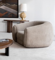 Ensemble de canapés modulaires et fauteuils d'appoint en tissu bouclé, design nordique moderne de luxe, pour salon et hôtel