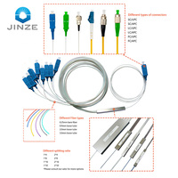 Splitter Fiber Optik PLC Single Mode 0.9mm Tabung Baja 1*2 4 8 16 32 64  dengan Konektor SC/APC