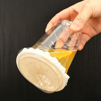 Gobelets en plastique PET jetables transparents avec couvercles, gobelets pour boissons froides à emporter, café glacé, jus, smoothie, latte, boisson