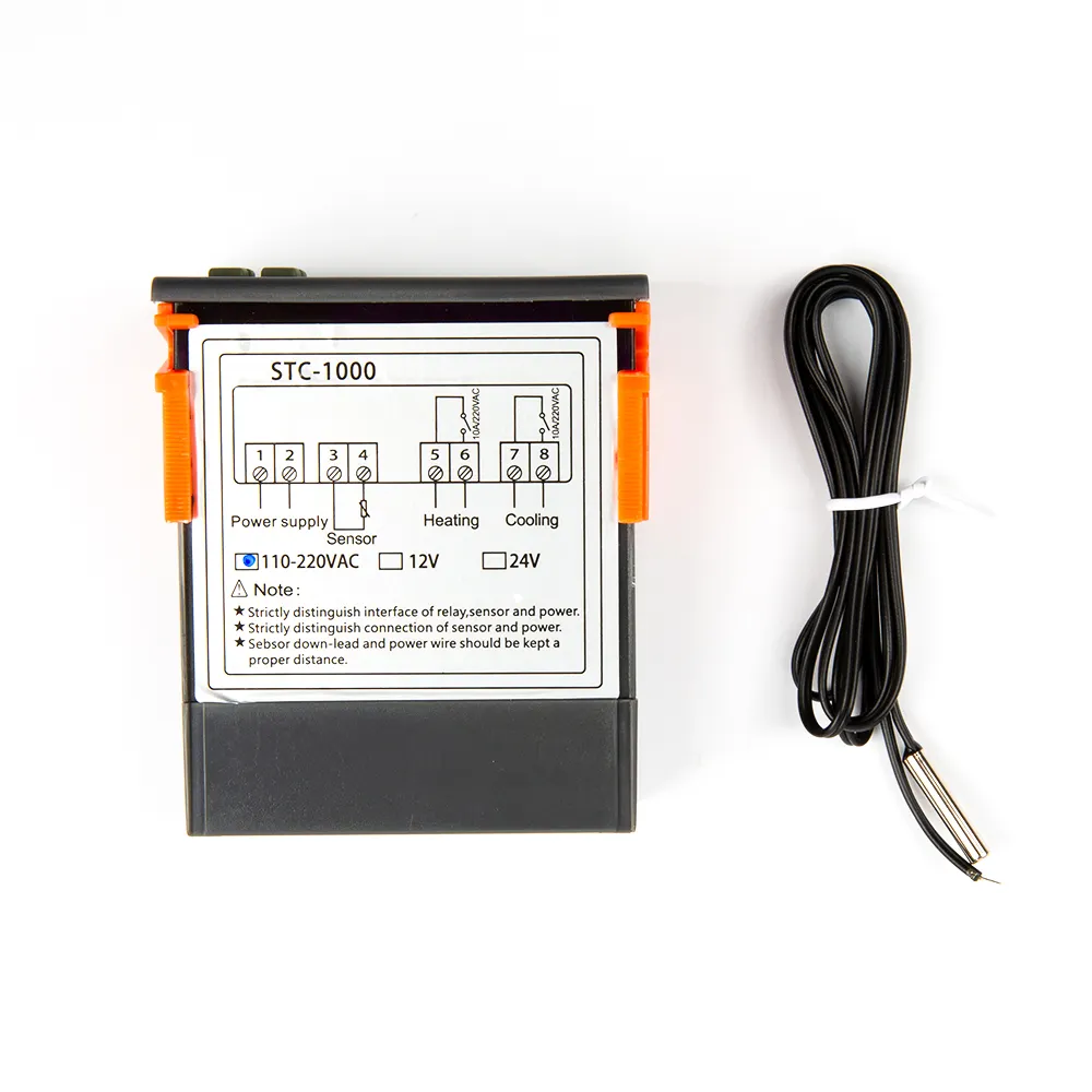 Controlador de temperatura digital STC-1000, controlador de temperatura original termostato digital medidor de temperatura 2 relés