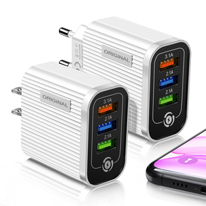 <span class=keywords><strong>Chargeur</strong></span> mural USB numérique Ilepo <span class=keywords><strong>30W</strong></span> à 3 ports avec affichage numérique, compatible QC3.0 et PD pour une charge rapide pour <span class=keywords><strong>13</strong></span> Pro Max - Product Image 2