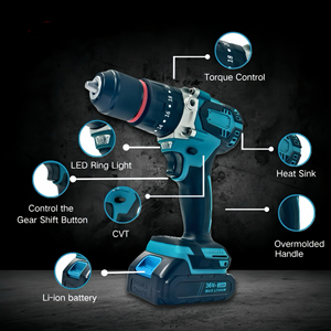 Set Trapano a Percussione all'Ingrosso con Mandrino Autoserrante, Batteria al Litio, <span class=keywords><strong>Avvitatore</strong></span> con Motore Brushless e Velocità Variabile, Personalizzabile OEM - Product Image 3