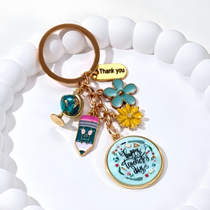 Meilleur porte-clés pour enseignant, motif papillon et fleur, émail fait main, alliage <span class=keywords><strong>de</strong></span> zinc, cadeau pour femmes et hommes, Fête des Enseignants, Merci, Classique - Product Image 2