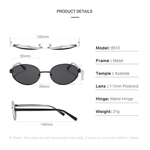New <strong>Design</strong> <strong>Fashion</strong> Oval Metal Frame Sunshade <strong>Glasses</strong> Vintage Light Lens Acetate Arms Sun <strong>Glasses</strong> Polarized Women Sunglasses - Product Image 6