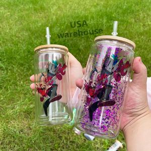 Verres à bière transparents de 12 oz, vierges, à sublimation, effet boule à neige, paillettes, double paroi, en verre - Product Image 2