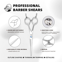 Ciseaux de coiffure professionnels de 7 pouces en acier inoxydable à haute teneur en carbone, ciseaux de barbier avec lames ultra-affûtées