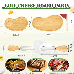 Tabla de Quesos de Golf de Madera de Bambú con <span class=keywords><strong>Cuchillos</strong></span>, Set de Regalo, Premios para Fiestas de Golf, Tabla de Charcutería, ¡Gran Venta! - Product Image 2