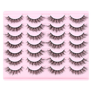 14 paires de faux cils épais et bouclés, effet 3D naturel, cils monobloc, style européen et américain - Product Image 2