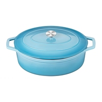 Cocotte en fonte émaillée avec couvercle, pot ovale en fonte avec revêtement émaillé antiadhésif pour la cuisson du pain