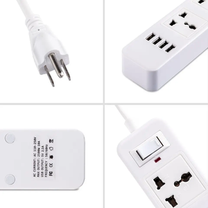 Nhà Máy Bán buôn <span class=keywords><strong>4</strong></span> cổng USB 3 Outlet chúng tôi tiêu chuẩn USB Power Strip 2m dây mở rộng - Product Image 2