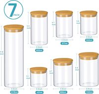 Frascos de almacenamiento de vidrio transparente de borosilicato hermético de Venta caliente con tapas de bambú para contenedor de embalaje de almacenamiento de alimentos