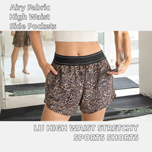 Shorts de sport pour femmes Lu Sporty, taille haute, élastiques, extensibles, pantalons de yoga, respirants, avec poches, polyester, élasthanne - Product Image 2