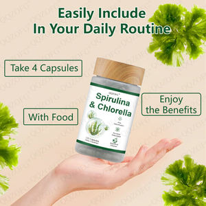 Laku keras kapsul <span class=keywords><strong>Spirulina</strong></span> Chlorella 120 hitungan bantuan detoksifikasi antioksidan suplemen klorofil kuat untuk dewasa - Product Image 5