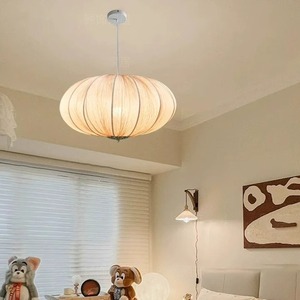 Vintage Round Pendant <b>Light</b> White Fabric Lantern E27 LED Anti Glare For Bedroom Living Room Dining Room Japanese Style - Product Image 4
