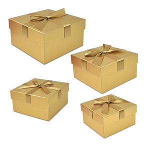 8203 Chất lượng cao bền các tông vàng vuông làm tổ hộp quà tặng với Ribbon Bow cho gói hiện tại giá rẻ vàng hộp quà tặng - Product Image 3