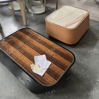Table basse rectangulaire moderne de luxe en marbre, recouverte de cuir, pour salon