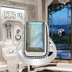 Bijoux à la mode en gros, magnifique bague en labradorite naturelle, argent sterling 925, cadeaux de mariage, de fiançailles, d'anniversaire, de fête - Product Image 3