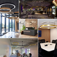 Lámpara Colgante LED Circular Moderna en Dorado, Negro y Plateado, Estilo Industrial Creativo para Oficinas, Tiendas, Vestíbulos y Proyectos