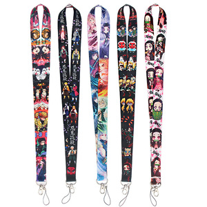 Anime Cartoon Demon Slayer Mobile Phone Lanyard Custom Detachable Neck Strap Safety Key Sublimation Lanyard Keychain Card Holder