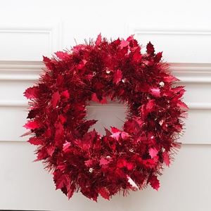 Red Christmas Wreath Handmade Garland Outdoor Front <b>Door</b> Celebration Decoration Holiday Atmosphere - Product Image 1