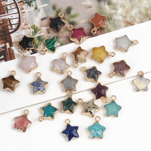 Großhandel 13x16mm Natürlicher Edelstein Kristall Sternförmiger Anhänger mit Goldrand für Halskette Armband DIY Herstellung - Product Image 2
