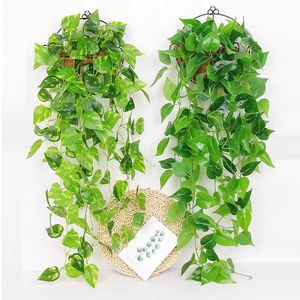 Décoration murale d'intérieur pour maison simulation rotin simulation feuille de pothos creeper vente en gros - Product Image 1
