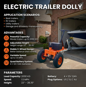 Remorque électrique 24V 500W à longue autonomie, capacité de remorquage de 2800 lb, pour remorques de camping-cars et de bateaux légers - Product Image 2