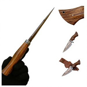 Cuchillo de Camping de 9 Pulgadas, Hecho a Mano con Acero de Damasco y Cobre, Grado Industrial, Mango de Resina, Funda de Cuero, Marca Ahmad Fabric - Product Image 2