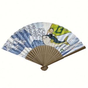 Japanese <b>Bamboo</b> Folding Fan Handheld Painted Flower Style Eco-Friendly Wedding Gift - Product Image 2