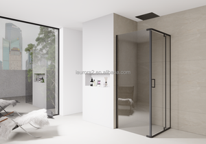 Hiện đại vuông không khung bản lề gấp Tempered Glass tắm bao vây với thiết kế di động - Product Image 6