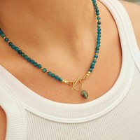 Zooying Ins-style Face Apatite Pierre Naturelle Collier De Perles pour Femmes Non-fading Light Luxe Clavicule et Pendentif Bijoux