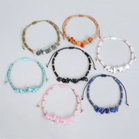 Bracelet en pierres naturelles tissé à la main pour femme, ajustable, en améthyste et quartz rose, avec perles de pierres brutes, pour la guérison