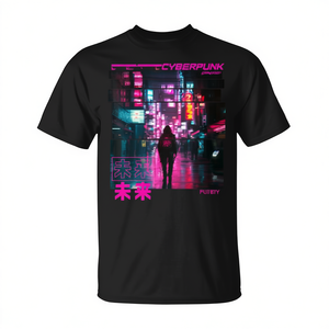 T-shirt esthétique cyberpunk, style vaporwave Harajuku, design de ville néon futuriste, taille adulte unisexe - Product Image 2