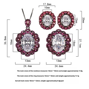 Vintage Eco-friendly Copper Jewelry for Women <b>Set</b> 13*18-10-12mm White Zircon Black Gold Plated Necklace <b>Earrings</b> Ring <b>Set</b> - Product Image 2