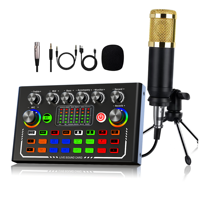 Table de mixage audio F009, console de mixage sonore, accessoires de streaming audio avec microphone BM800, écouteurs, table de mixage audio pour PC Gaming