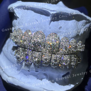 カスタムメンズ女性トップボトム6 8 10 S925シルバーVVSビッグモアッサナイトラボダイヤモンド10K 14K 18Kソリッドローズゴールド歯ファイングリルズ - Product Image 5