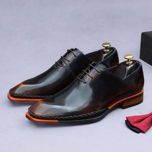 Zapatos de Negocios de Cuero para Hombre, Cuero Vacuno Genuino, Cuero Charol, Estilo Británico, Zapatos Elegantes y Juveniles para Traje Formal - Product Image 1
