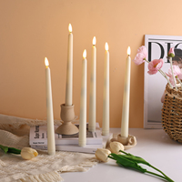 Matti's Ivory 3d Real Flame Plastic Light 10 Key Remote Control Candle Stick LED Taper Candle