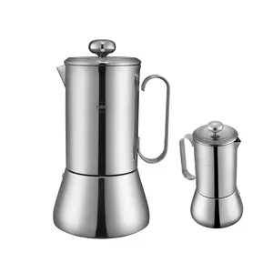 Cafeteira clássica em aço inoxidável, 400 ml, 4 copos, máquina de café para indução, topos