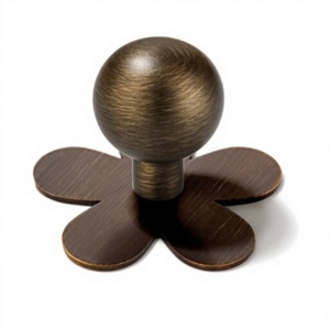 Decorative Bronze Novelty Flower Shape Cabinet Knob <b>Metal</b> Drawer <b>Cupboard</b> Furniture Hardware Brass Antique Knob With Backplate - Product Image 1