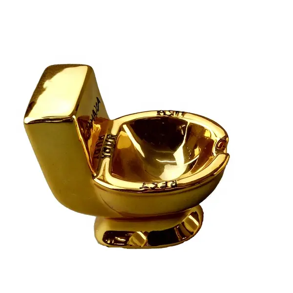 मजेदार उपहार चढ़ाना सोने के शौचालय आकार चीनी मिट्टी ऐशट्रे
