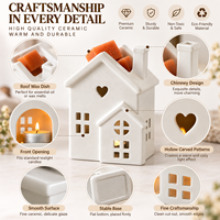 Brûleur de cire décoratif en céramique en forme de maison, chauffe-huile blanc pour bougies chauffe-plat, lampe aromatique pour la décoration et l'aromathérapie à domicile