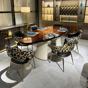 Table de salle à manger de luxe léopard pour la maison, spécialement conçue pour les projets de villas et d'hôtels - Product Image 1