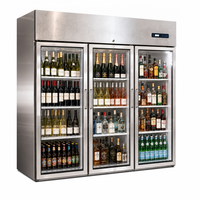 Congélateur vertical vitrine à trois portes vitrées, refroidissement par air, éclairage LED, congélation rapide, 1500L, pour magasin de proximité